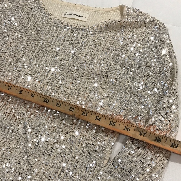 Lucky Brand Shimmering Silver Sequin Top - Picture 4 of 6